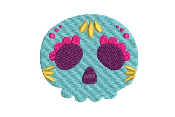 Review: Colorful Blue Sugar Skull Embroidery Design