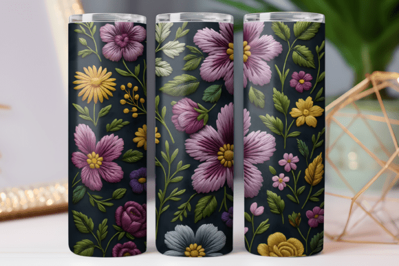 Reviewing Embroidery Floral Tumbler Wrap Art Png for Merch